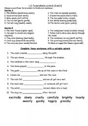 English Worksheet: Adverbs