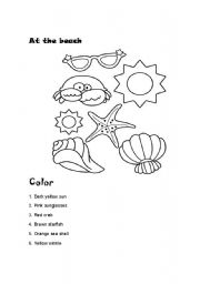 English worksheet: At the beach