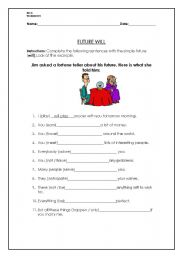 English worksheet: Future will