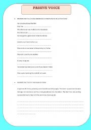 English worksheet: passive form