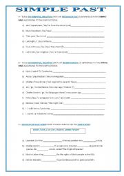 English Worksheet: SIMPLE PAST EXERCISES