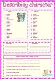 English Worksheet: Describing Character