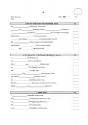 English Worksheet: Present Simple vs. Continuous (Test A, B, C)
