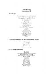 English Worksheet: Gotta Feeling - Black Eyed Peas