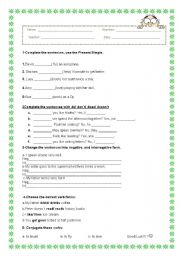 English Worksheet: simple present - test