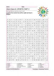 WORDSEARCH: SPORTS PART 2