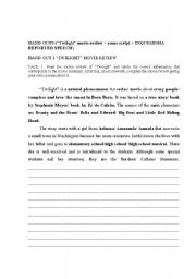 English worksheet: Twilight movie class plan