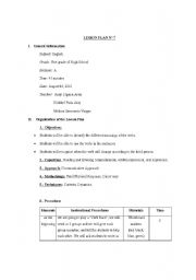 English Worksheet: Lesson Plan: 