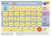 English Worksheet: There is/are a/an some/any Board Game