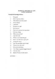 English Worksheet: Classify the sentences