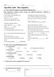 English Worksheet: Top of the World