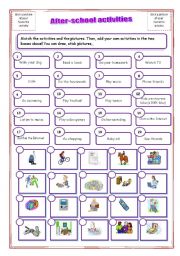 English Worksheet: After school activities