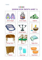 English Worksheet: Dining room objects1