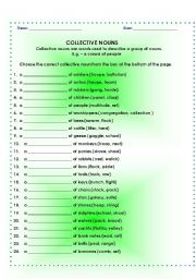 English Worksheet: Collective Nouns