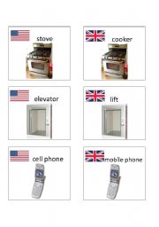 English Worksheet: American / British English flashcards 6