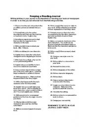 English Worksheet: Reading Journal Activities