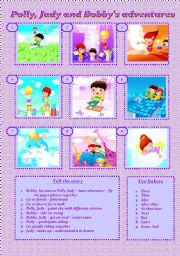 English Worksheet: Polly, Judy and Bobbys adventures - story in pictures. Storytelling for children (Past simple)