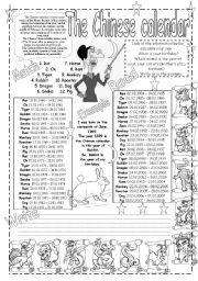 English Worksheet: The Chinese calendar