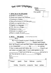 English worksheet: test 6th grade present simple