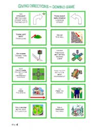 English Worksheet: Giving directions - Domino game