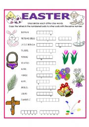 English Worksheet: DOUBLE PUZZLE (EASTER) + KEY