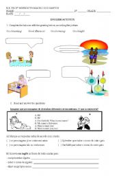 English worksheet: greetings