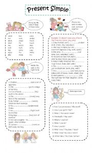 English Worksheet: PRESENT SIMPLE EXERCISES