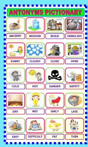English Worksheet: ANTONYMS