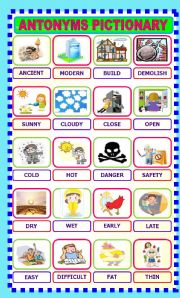 English Worksheet: ANTONYMS