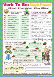 English Worksheet: Verb To Be  -  Simple Present