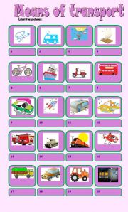 English Worksheet: means of transport