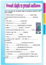 English Worksheet: Verb series - 1 - Present simple vs present continouous