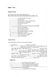 English Worksheet: W-Questions; Simple Present