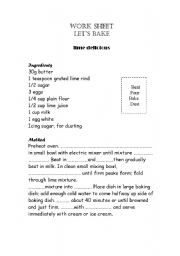 English worksheet: lets bake