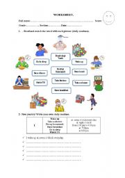 English Worksheet: My daily routines
