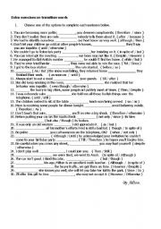 English Worksheet: TRANSITION WORDS