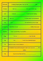 English worksheet: adjective dominoes