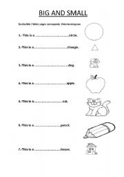 English Worksheet: big/small