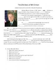 Past Tense/Irregular Verbs -- The Life Story of Bill Clinton