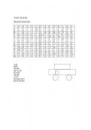 English Worksheet: Transportation Word Search