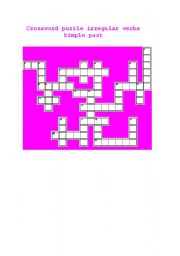 English Worksheet: Crossword irregular verbs + key