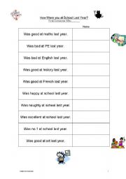 English worksheet: was, were