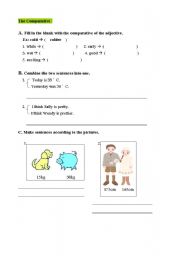 English worksheet: Adjectivs learning sheets