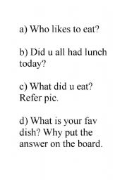 English worksheet: who likes to eat