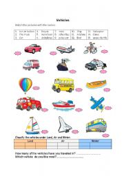English Worksheet: Vehicles
