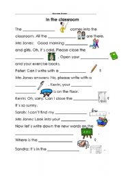 English Worksheet: classroom phrases