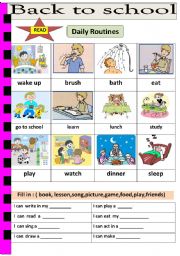 English Worksheet: BACK TO SCHOOL 3/6( two pages)