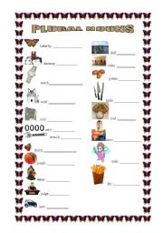 English Worksheet: plural nouns