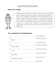 English Worksheet: making questions