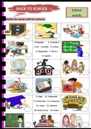 English Worksheet: BACK TO SCHOOL . 4 of 6